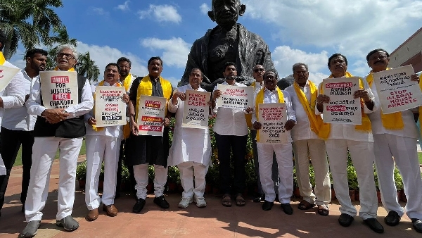TDP MPs protest against the arrest of Chandrababu
