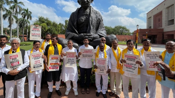 TDP MPs protest against the arrest of Chandrababu