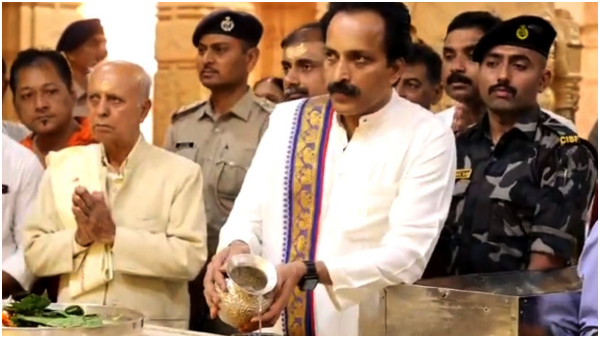 ISRO Chief S Somnath offers prayers at Somnath temple