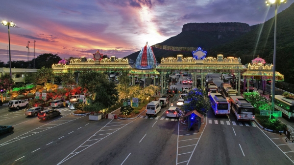 Sri Malayappa Swamy posed majestically as Rajamannar blessed His devotees on Kalpavruksha Vahanam 
