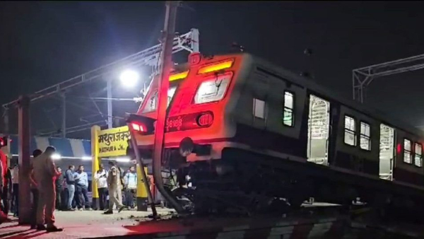 train running up the platform
