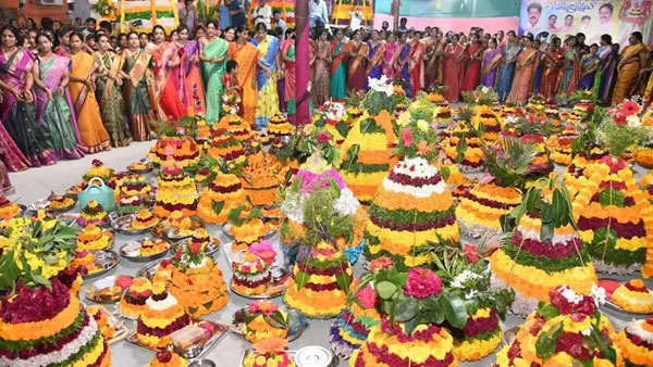 nane biyyam Bathukamma celebrations on fourth day of bathukamma celebrations