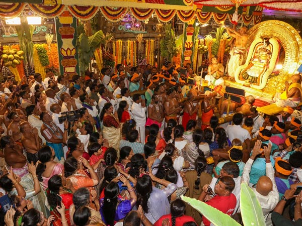 Srimalayappaswamy in the decoration of Navaneeta Krishna on Chandraprabha Vahanam in Tirumala 