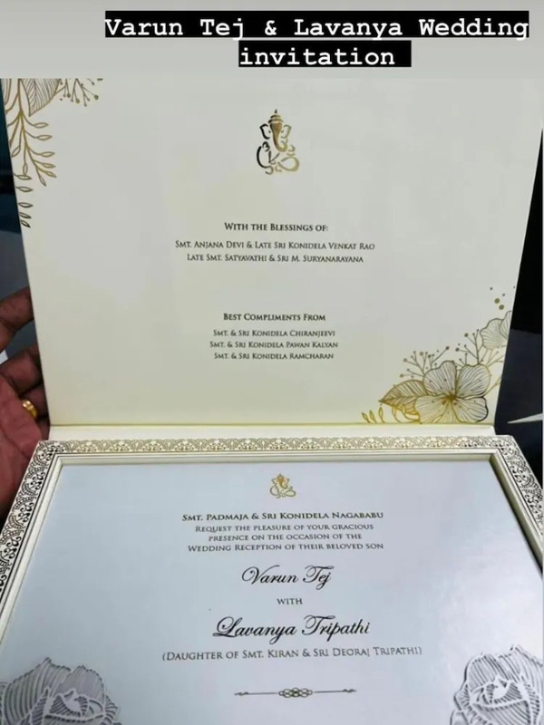 Varun Tej, Lavanya Tripathi Wedding Card; these are the wedding details!!