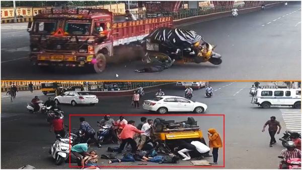 8 students were injured when a lorry rammed an auto in Visakhapatnam