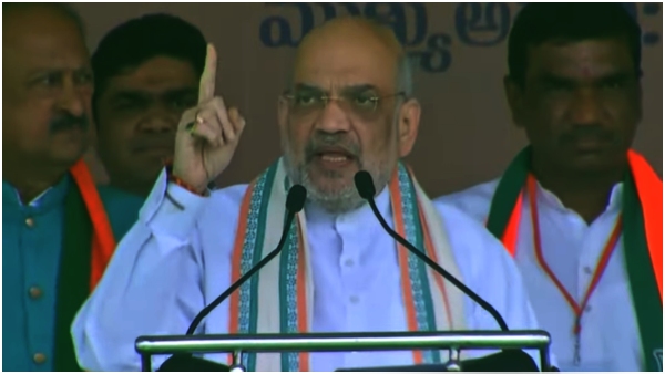 Union Home Minister Amit Shah lashed out at Bharat Rashtra Samithi and Congress 