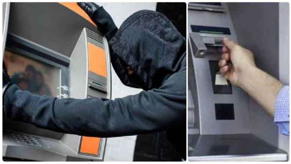 Thieves who sprayed color on CCTV cameras and cut ATM machine with gas cutter and looted lakhs