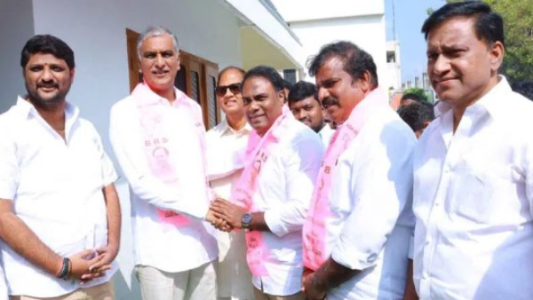 BJP candidate babu mohans son joins in BRS party on the presence of harish rao