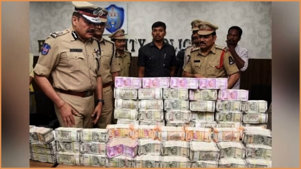 Huge amount of money was seized in the suburbs of Hyderabad during police checks