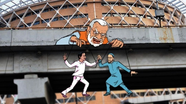 Congress mocks BRS and AIMIM with puppet installed ahead of PM Modis Hyderabad visit