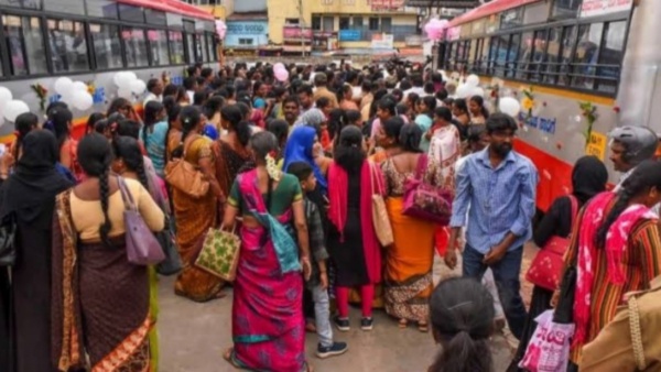 In Karnataka, the funds allotted for free travel in KSR TC buses for ladies have been exhausted within six months In Karnataka, the funds allotted for free travel in KSR TC buses for ladies have been exhausted within six months