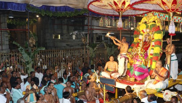 The auspicious Karthika Pournami Garuda Vahana Seva was observed with celestial fervour in Tirumala The auspicious Karthika Pournami Garuda Vahana Seva was observed with celestial fervour in Tirumala