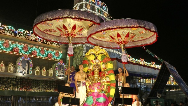 The auspicious Karthika Pournami Garuda Vahana Seva was observed with celestial fervour in Tirumala The auspicious Karthika Pournami Garuda Vahana Seva was observed with celestial fervour in Tirumala