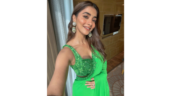 poojahegde green saree latest images