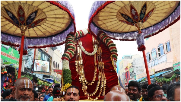 The procession of the Srivari Lakhmi Kasula Haram held at Tirumala The procession of the Srivari Lakhmi Kasula Haram held at Tirumala