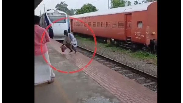 A man escaped from hitting by a vande bharate express 