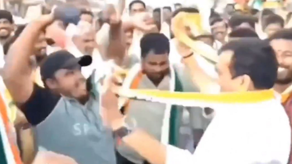 Revanth Reddy Oath taking: Tollywood producer Bandla Ganesh dance with Congress workers