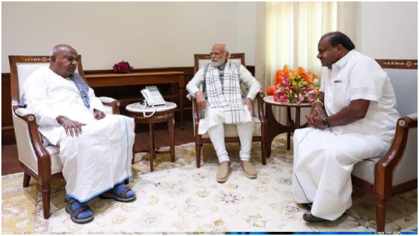 Former PM HD Deve Gowda and former CM Kumaraswamy met Prime Minister Narendra Modi, 