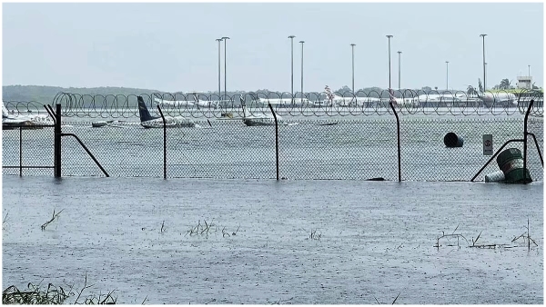 Due to heavy rains in Australia, Cairns Airport was flooded
