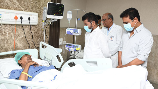 CM Revanth Reddy Consoles Former CM KCR at Yasodha Hospital