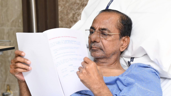 KCR is reading the Dragon and the Elephant in hospital