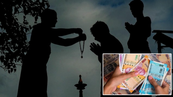 People who caught the accused wearing fake Ayyappa garlands and collecting donations in Dharamsthalam