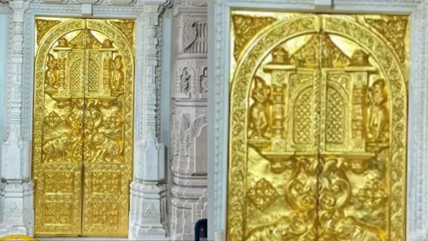 Ayodhya: The first golden door was set up for the Garbhagudi of the Ayodhya Ram Mandir