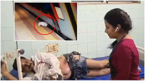 A video of a person trapped between a train and a platform is going viral on social media