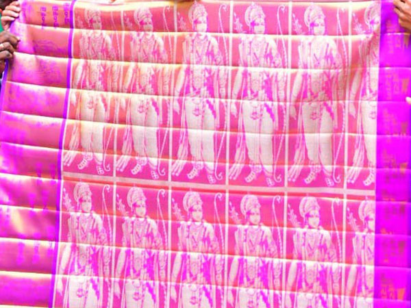 A golden saree woven by Siricilla weaver for Ayodhya sri ram!! A golden saree woven by Siricilla weaver for Ayodhya sri ram!!