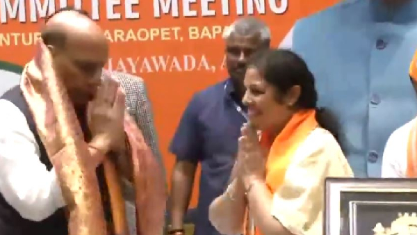 Union Minister Rajnath Singh attends the AP BJP core committee meeting in Vijayawada