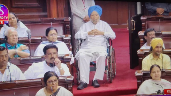 pm modi praises predecessor manmohan singh for came to parliament on wheelchair to cast vote
