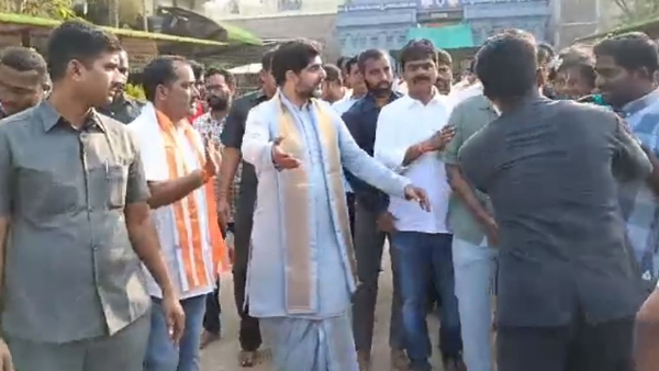 Nara Lokesh visits Simhachalam temple 