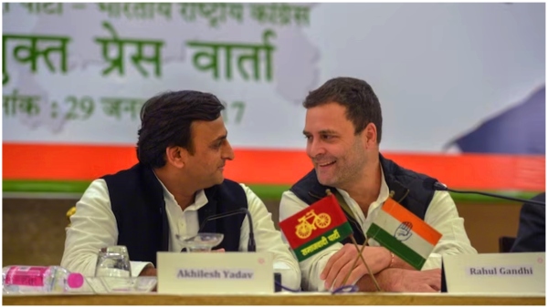 Samajwadi Party and Congress announced a tie-up for the Lok Sabha polls in Uttar Pradesh.