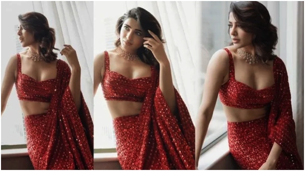 actress samantha latest photos with red saree