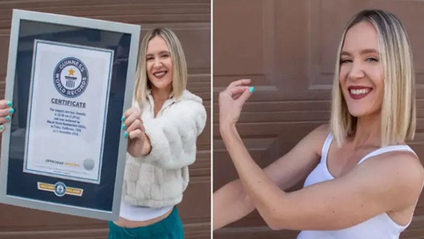 Guinness book of world record with one hair by a woman!! 