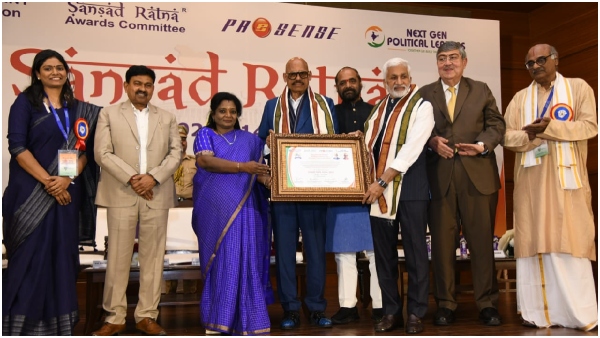 ysrcp mp vijayasai reddy received sansad maha ratna award for best performance in parliament