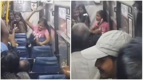 Two women slapped each other for a seat in an RTC bus in Karnataka Two women slapped each other for a seat in an RTC bus in Karnataka