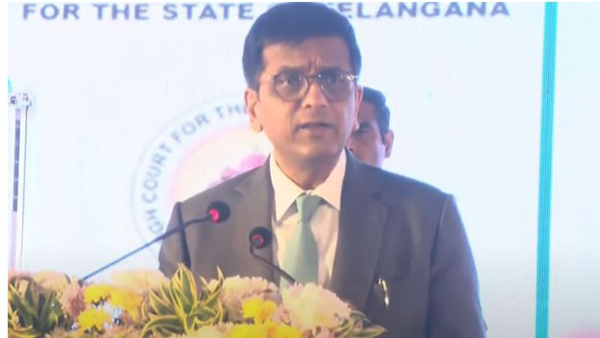 CJI DY Chandrachud laid the foundation stone for the new Telangana high court building in hyderabad CJI DY Chandrachud laid the foundation stone for the new Telangana high court building in hyderabad
