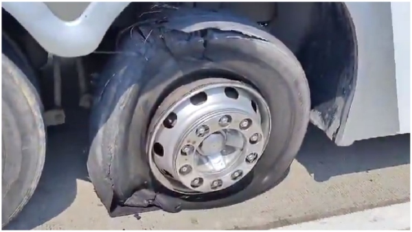 A bus, which was the BRS leaders were traveling met with an accident
