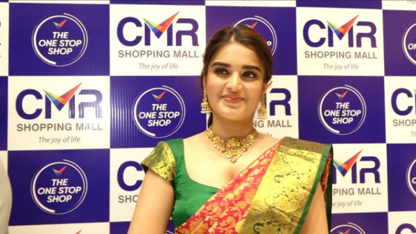 heroine nidhhi agerwal grandly relaunched CMR Shopping Mall in Uppal