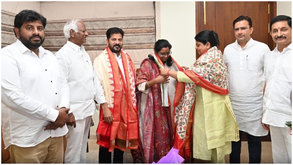 former BRS leader Kadiyam Srihari and Kavya join Congress