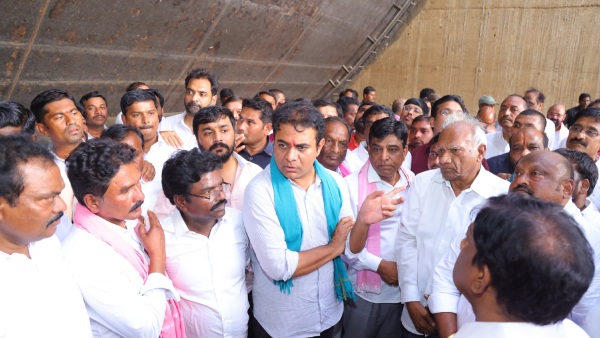 ktr and brs leaders visits medigadda barrage.