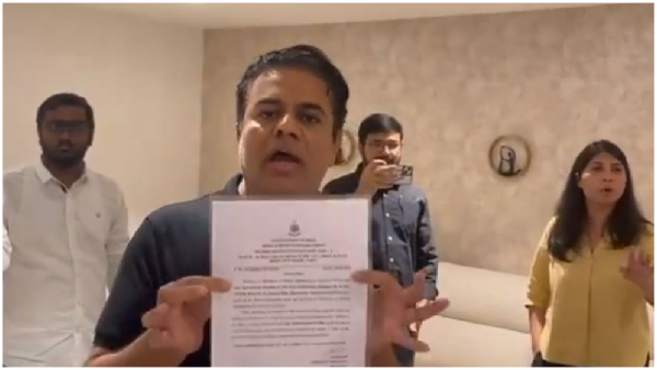 BRS leader KTR at Kavitha residence