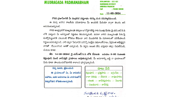mudragada padmanabham released open letter says going to join ysrcp on 14 released root map mudragada padmanabham released open letter says going to join ysrcp on 14 released root map