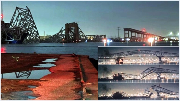 2 6 km long US bridge collapsed after ship collission- video here