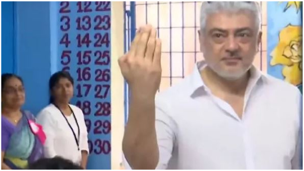 Lok Sabha 1st phase Polling Ajith Kumar cast his vote at Thiruvanmiyur Lok Sabha 1st phase Polling Ajith Kumar cast his vote at Thiruvanmiyur