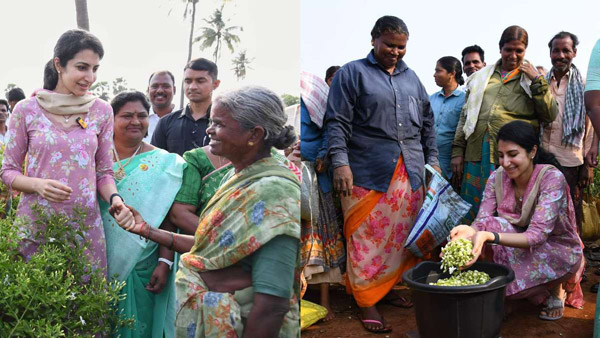 Nara Brahmani meets women workers in flower fields in mangalagiri Nara Brahmani meets women workers in flower fields in mangalagiri