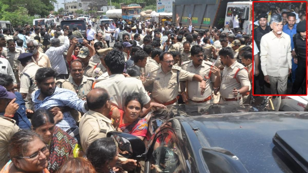 TDP activists stopped Chandrababu convoy to protest