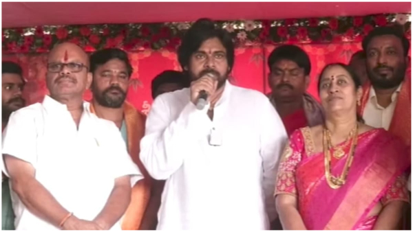 pawan kalyan enters into new house in pithapuram after participating ugadi celebrations