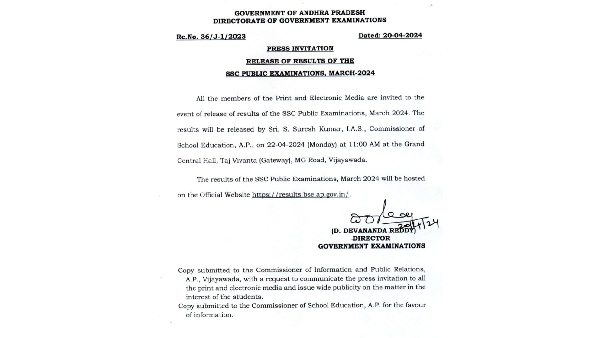 AP SSC Examination 2024 Results release on april 22